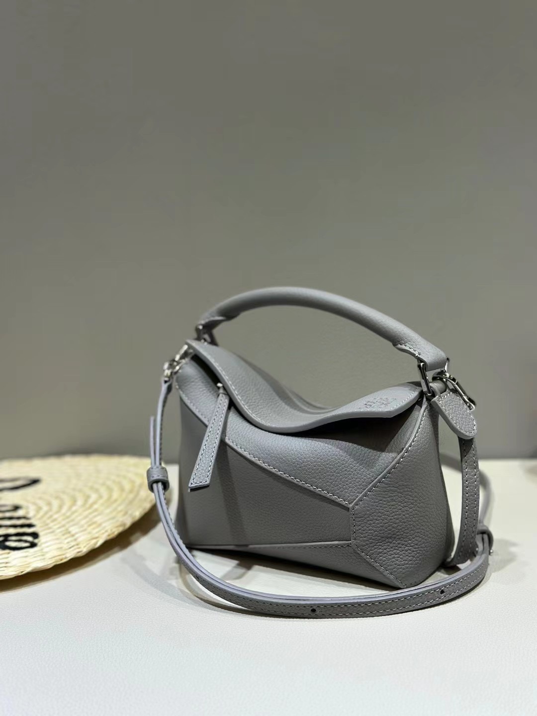 Loewe Mini Puzzle Bag in Soft Grained Calfskin Grey